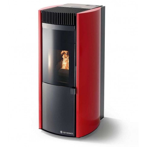 Stufa Garda 9 Stagna CS Thermos a pellet, Metallo Rosso, a fumi posteriore/superiore, 10,1kW