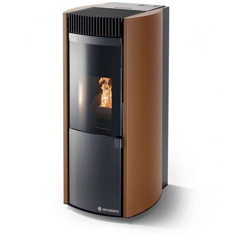 Stufa Garda 9 Stagna CS Thermos a pellet, Metallo Bronzo, a fumi posteriore/superiore, 10,1kW