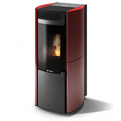 Stufa Garda 9 Plus Stagna CS Thermos a pellet, Ceramica Bordeaux, a fumi posteriore/superiore, 10,1kW