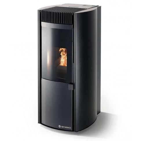 Stufa Garda 9 Plus Stagna CS Thermos a pellet, Ceramica Nero, a fumi posteriore/superiore, 10,1kW