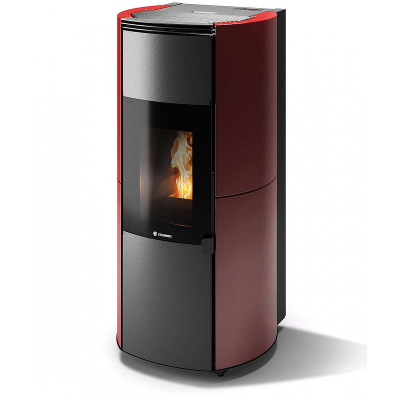 Stufa Arianna 10 Plus Stagna CS Thermos a pellet, Ceramica Bordeaux, a fumi posteriore/superiore, 10,8kW
