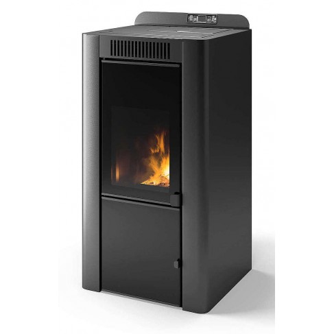 Termostufa Murano 18 CS Thermos a pellet con bruciatore autopulente, Metallo Nero, a fumi posteriore/superiore, 18,4kW