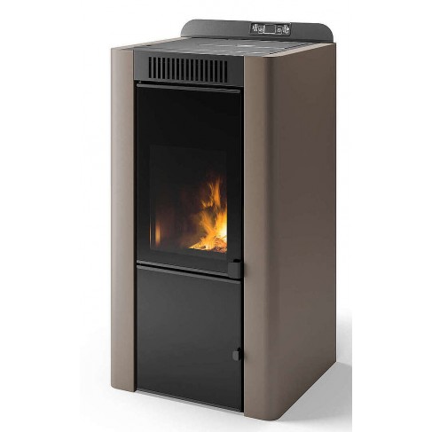 Termostufa Murano 21 CS Thermos a pellet con bruciatore autopulente, Metallo Tortora, a fumi posteriore/superiore, 20,8kW