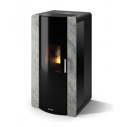 ermostufa Roma 25 CS Thermos a pellet con bruciatore autopulente, Pietra Ollare, a fumi posteriore/superiore, 25,7kW