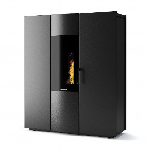 Termostufa Thema H2O 21 CS Thermos a pellet con bruciatore autopulente, Metallo Nero,  21,1kW CS Thermos - 1