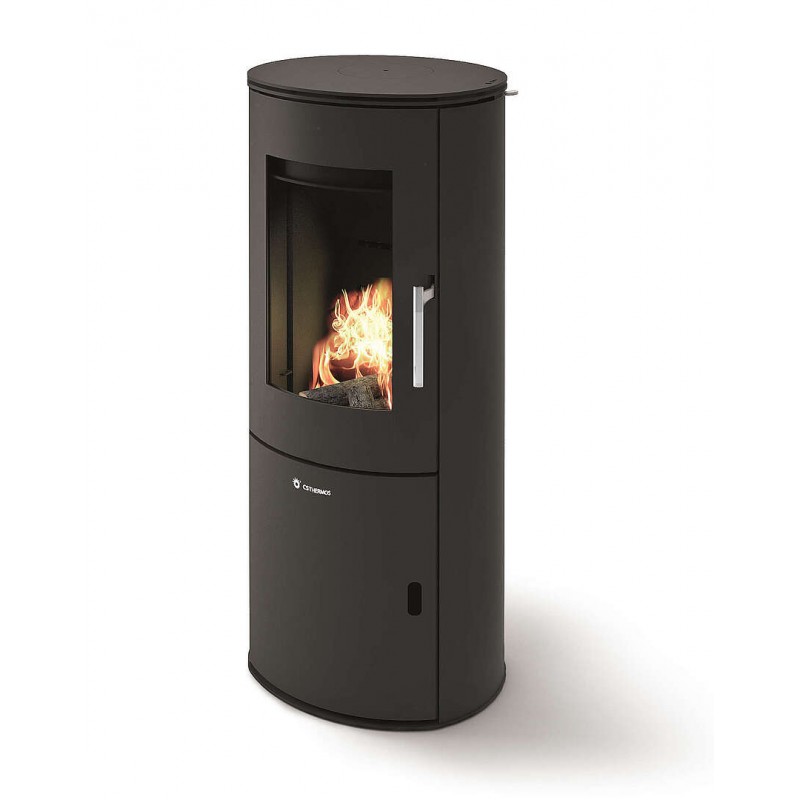 Stufa Sirio CS Thermos a legna, Metallo Nero, Uscita fumi posteriore/superiore, 9,3kW