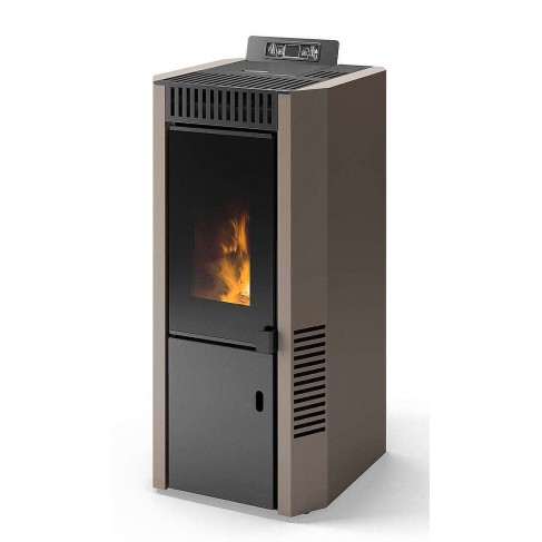 Stufa Cortina 9 CS Thermos a pellet con bruciatore autopulente, Metallo Tortora, 10,1kW