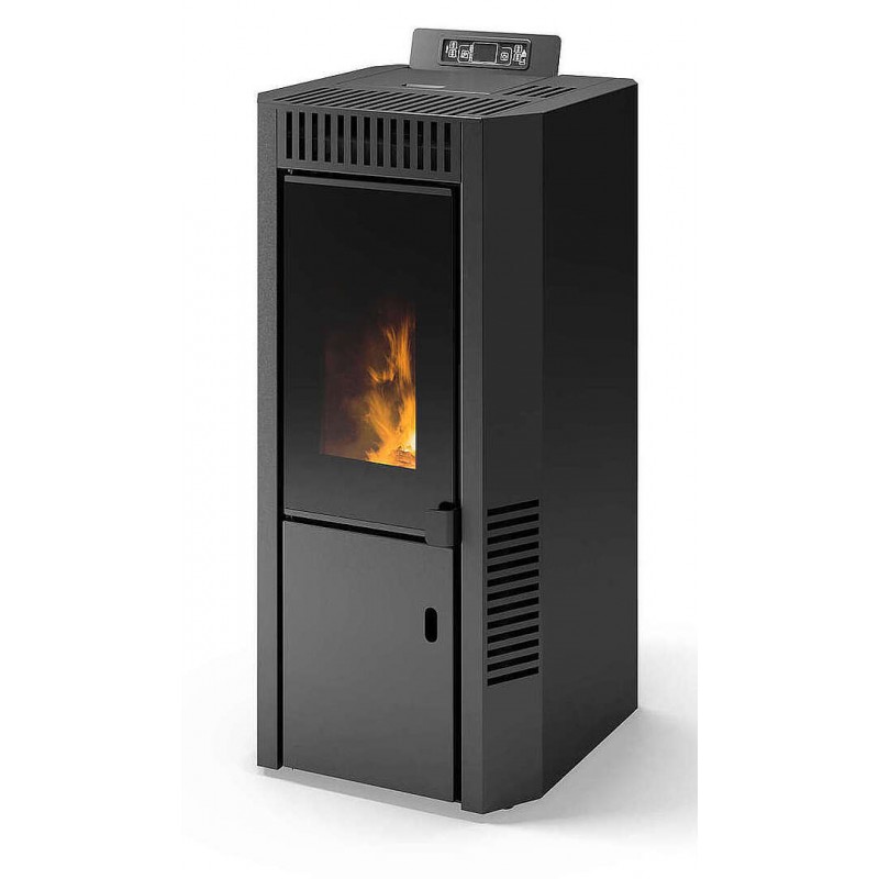 Stufa Cortina 12 CS Thermos a pellet con bruciatore autopulente, Metallo Nero, 12,4kW