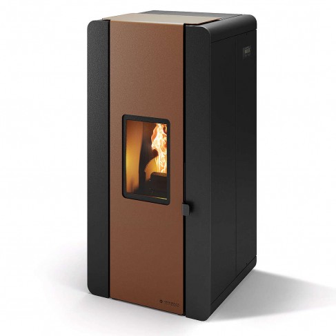 Termostufa Venexia 21 CS Thermos a pellet con bruciatore autopulente, Metallo Bronzo, a fumi posteriore/superiore, 20,8kW