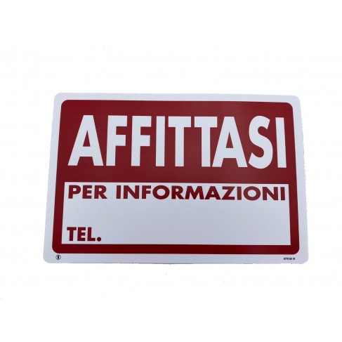 Cartello Dakota 20x30 cm AFFITTASI colore bianco e rosso Dakota - 1