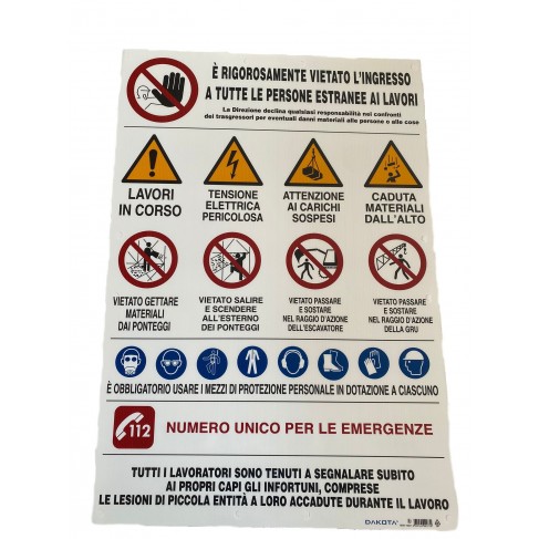 Cartello Dakota 70x100 cm INFORMAZIONI CANTIERE Dakota - 1