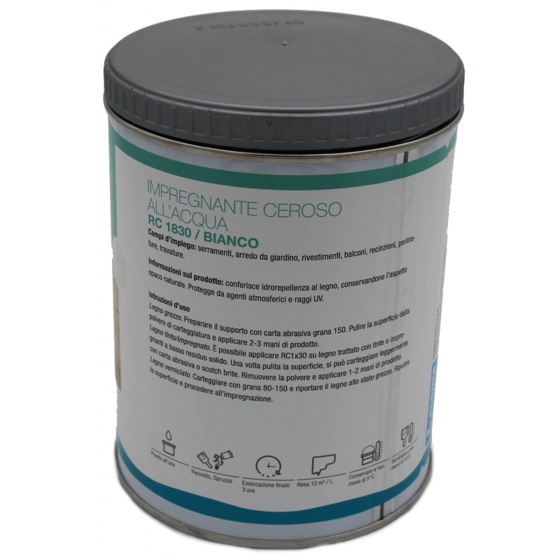Impregnante ceroso all'acqua per legno Bianco RC1830