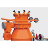 Dettaglio del convogliatore dell'impianto pneumatico per silos SILOMAT trailer 105 Knauf PFT 400V 3 fasi