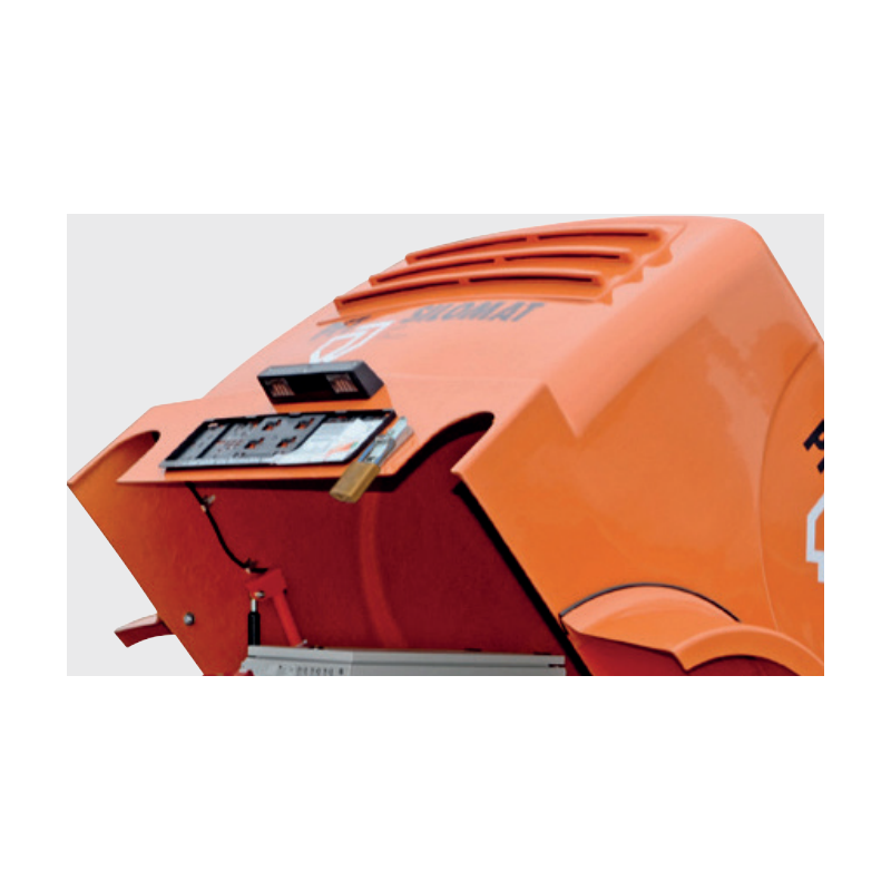 Dettaglio del cofano del compressore dell'impianto pneumatico per silos SILOMAT trailer 105 Knauf PFT 400V 3 fasi