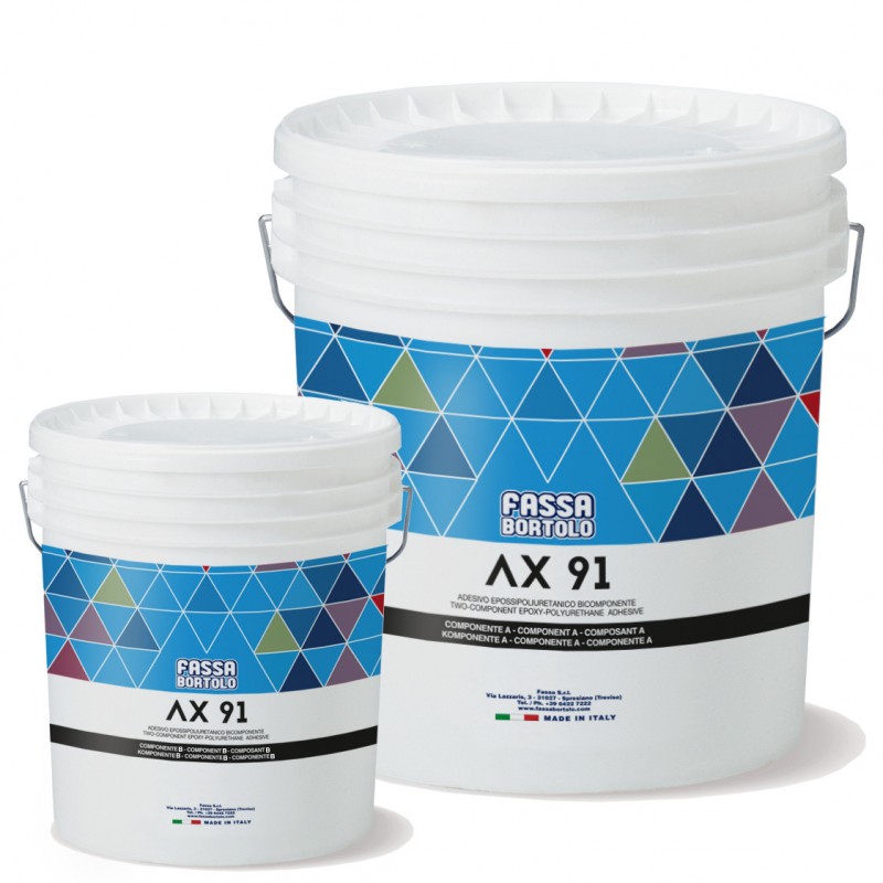 Adesivo Fassa AX91 bicomponente poliuretanico grigio (Secchio A 9 Kg + Secchio B 1 Kg) Fassa Bortolo - 1