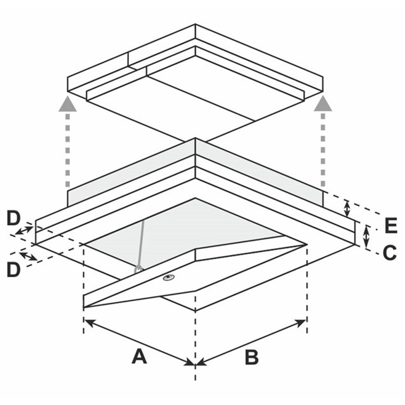 Botola d'ispezione per controsoffitto FF Systems F6 resistente al fuoco EI120, Fireboard 50mm FF Systems - 4