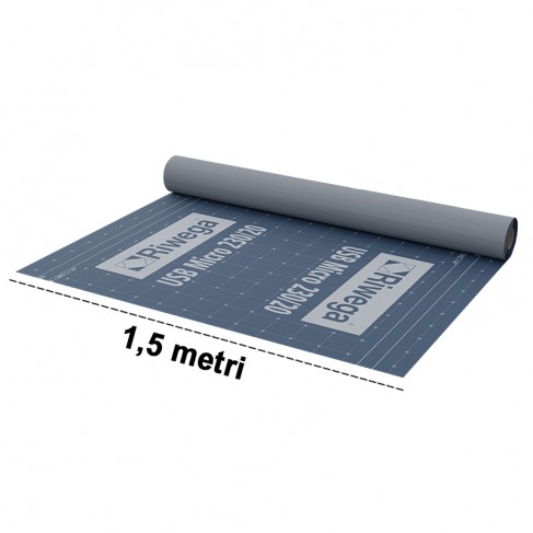 Telo barriera contro il vapore per tetti Riwega USB Micro 230/20 TOP SK con doppia banda adesiva (rotolo 1,5x50 metri) Riwega - 