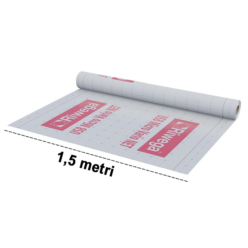 Telo barriera contro il vapore per tetti Riwega USB Micro Vario NET con rete di rinforzo (rotolo 1,5x50 metri) Riwega - 1